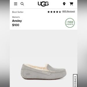 UGG Ansley women’s slipper size 8 in light grey